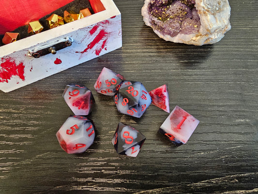 Handmade Vampire Blood Dice Set with Hand-Painted Chest