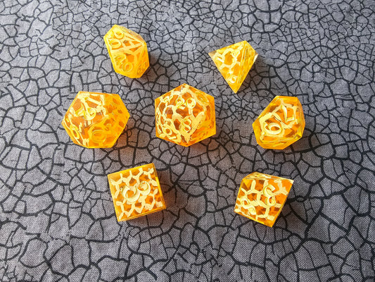 Hand-Painted Honeycomb Dice Set