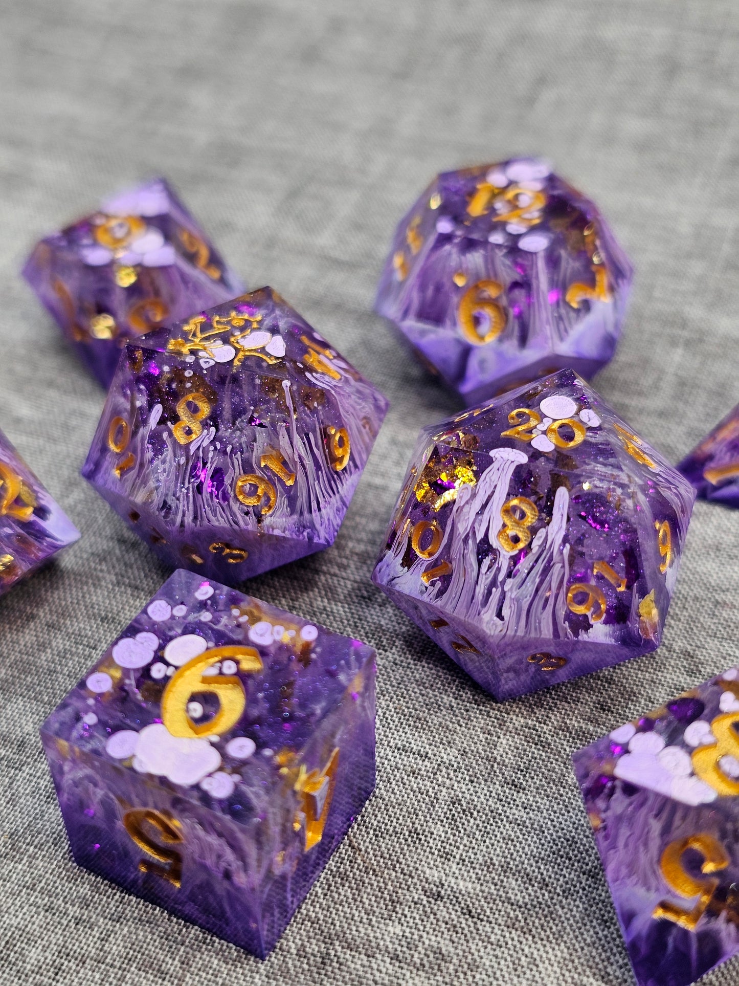 Perfect Purple Petri Polyhedral Dice Set