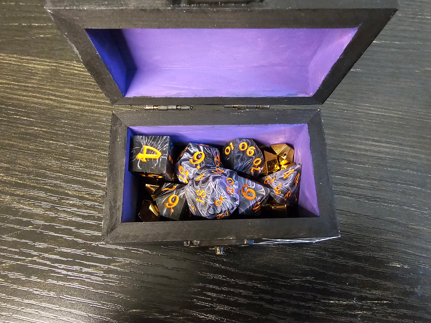 Handmade Spooky Spider Dice Set with Hand-Painted Chest