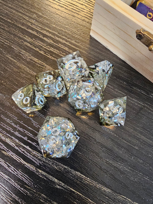 Handmade Silver and Stone Dice Set